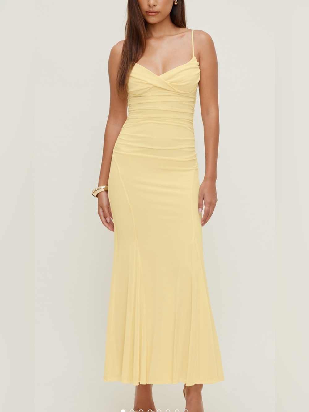 Dynamite Pale Yellow Spaghetti Strap Maxi Dress